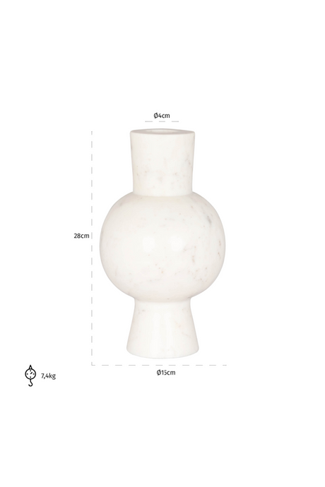 White Marble Rounded Vase | Richmond Interiors Jonah | Oroa.com