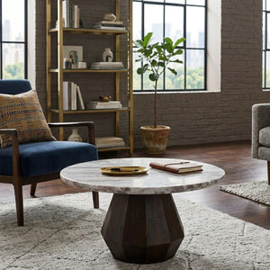  Round Marble Brown Coffee Table | Oroa.com