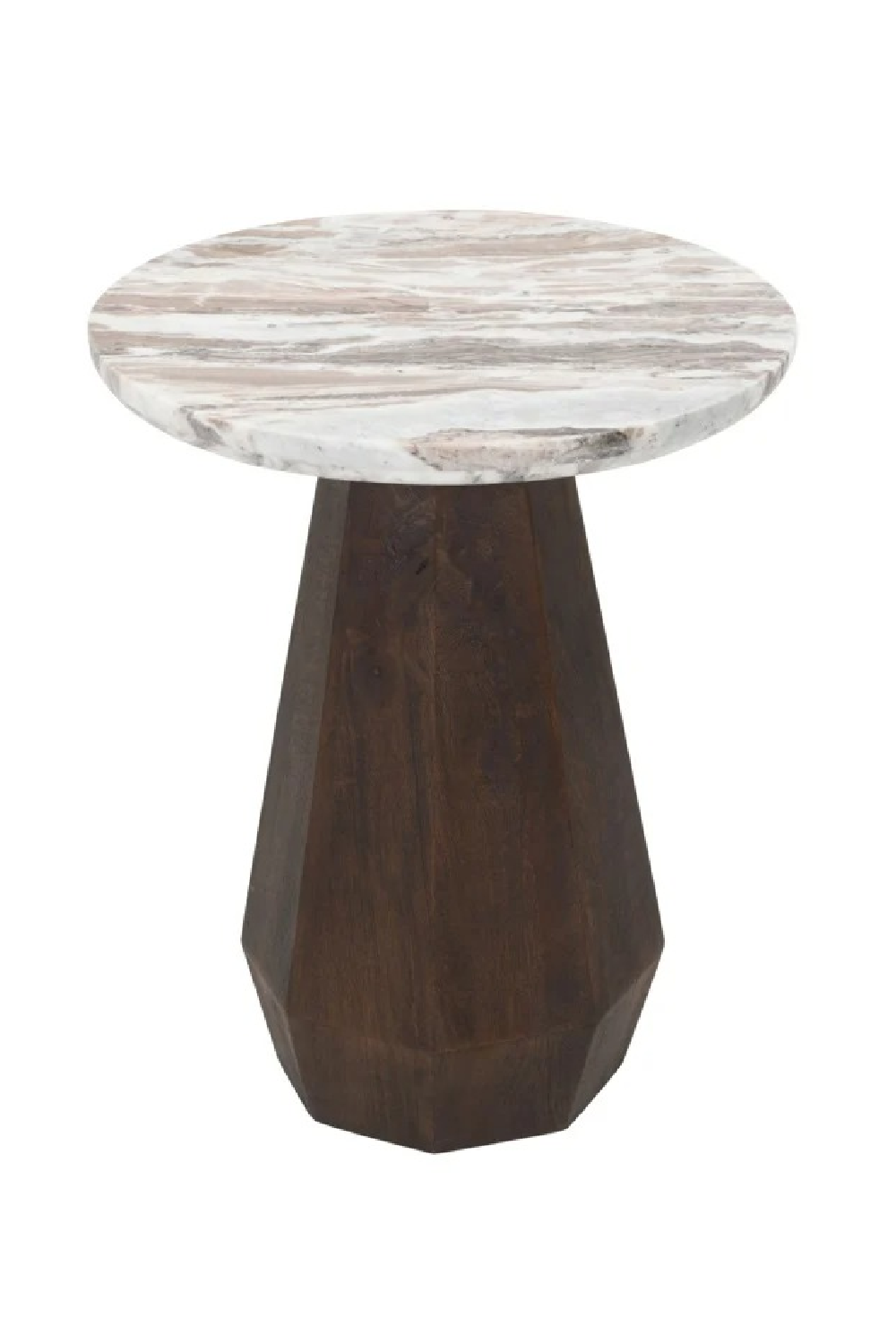 Round Marble Brown End Table | Richmond Interiors Oberoy | Oroa.com