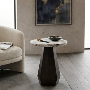  Round Marble Brown End Table | Oroa.com