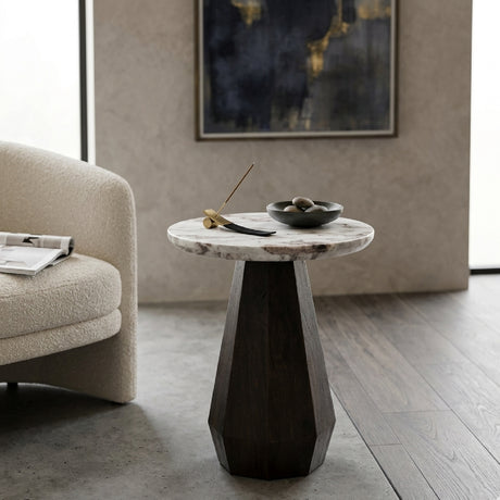   Round Marble Brown End Table | Oroa.com