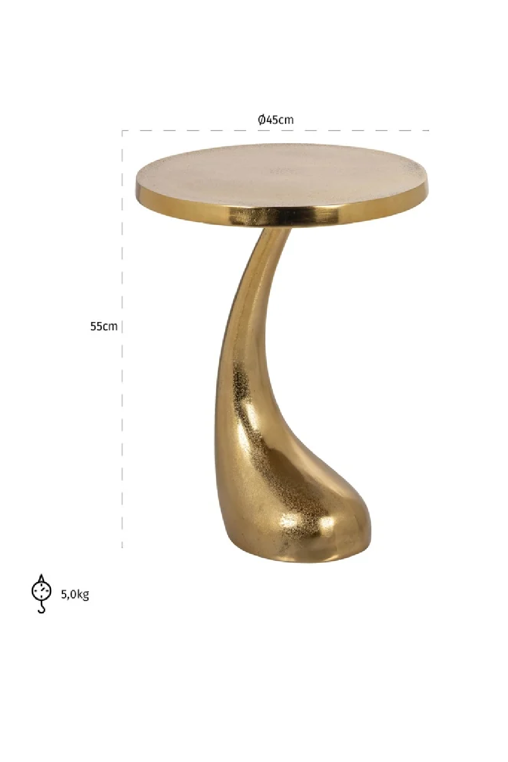 Gold Curved Pedestal End Table | Richmond Interiors Dolphin | Oroa.com