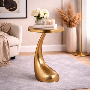   Gold Curved Pedestal End Table | Oroa.com