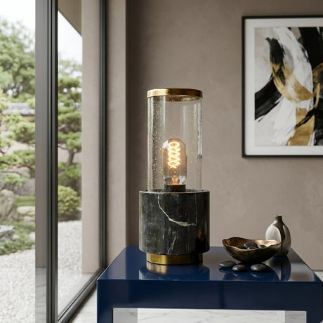   Black Marble Cylinder Table Lamp | Oroa.com