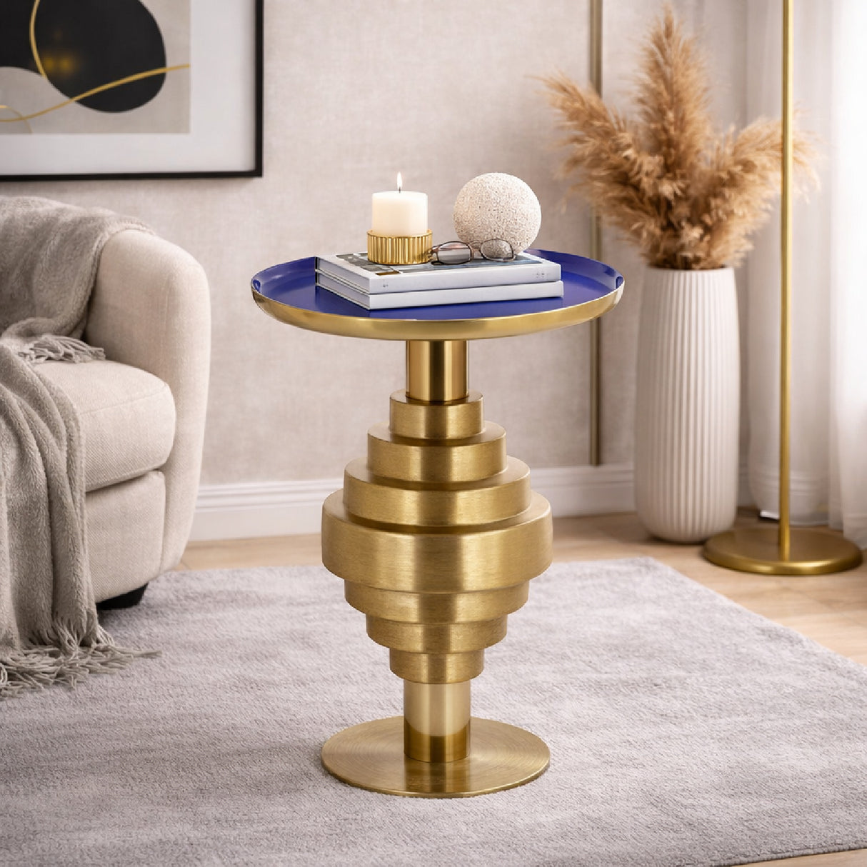   Blue Tiered End Table | Oroa.com