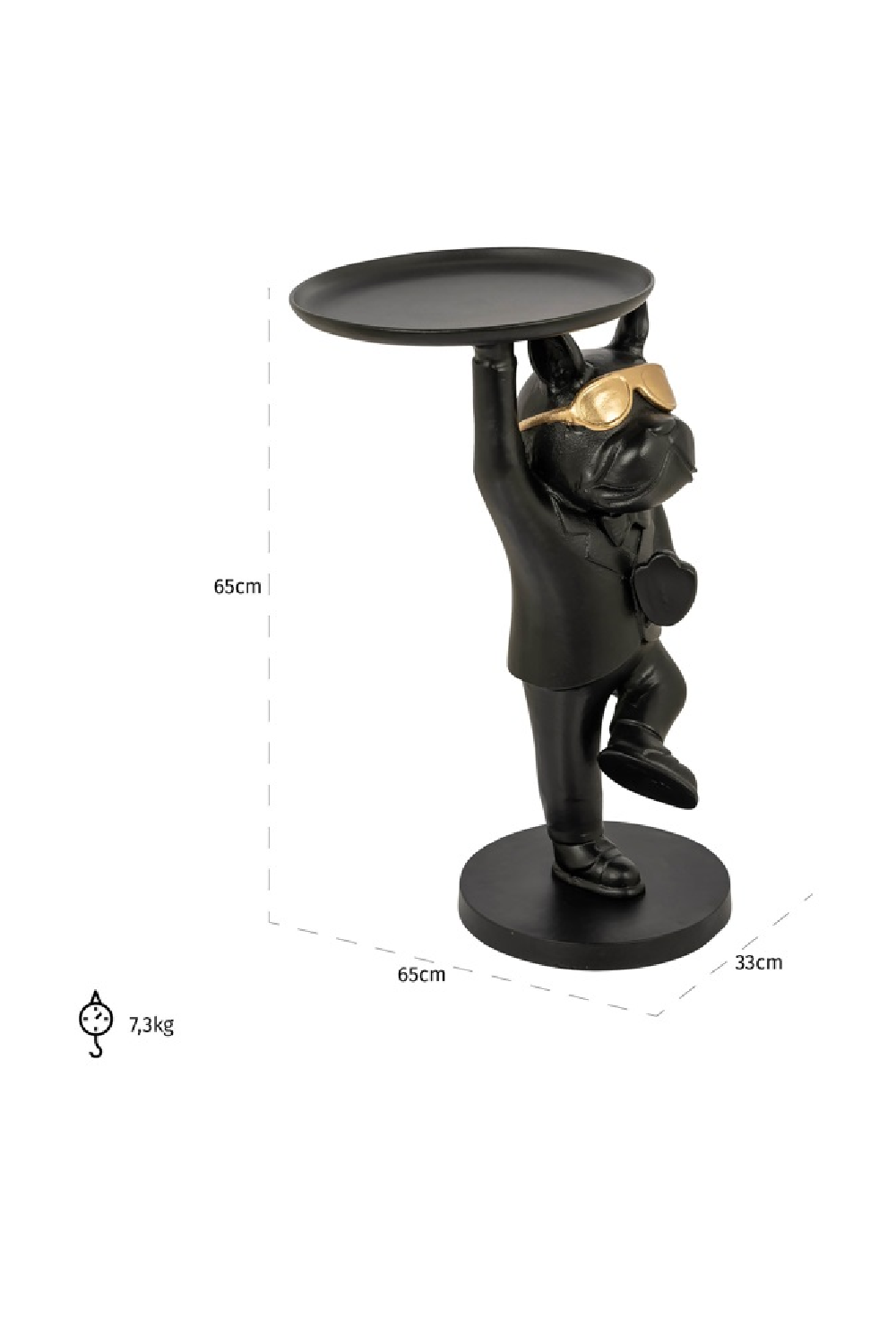 Dog Sculpture Black End Table | OROA Bullie | Oroa.com