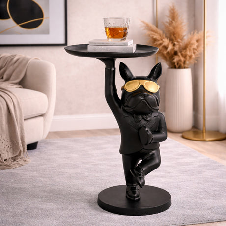   Dog Sculpture Black End Table | Oroa.com