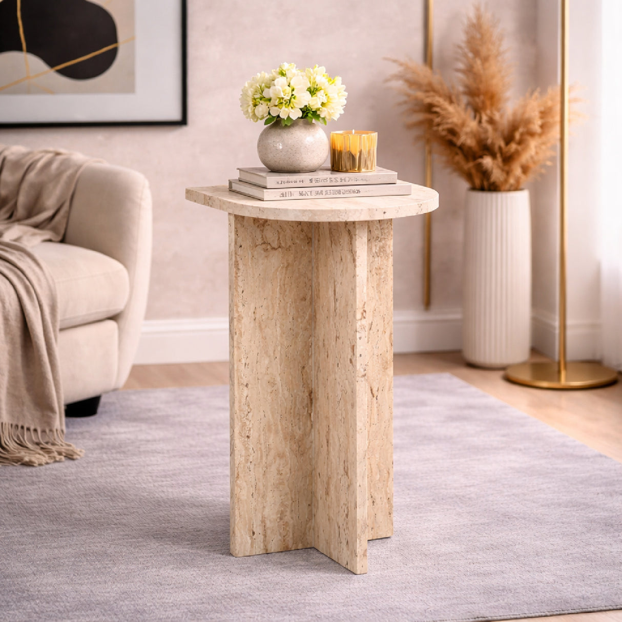   Travertine Modern End Table | Oroa.com