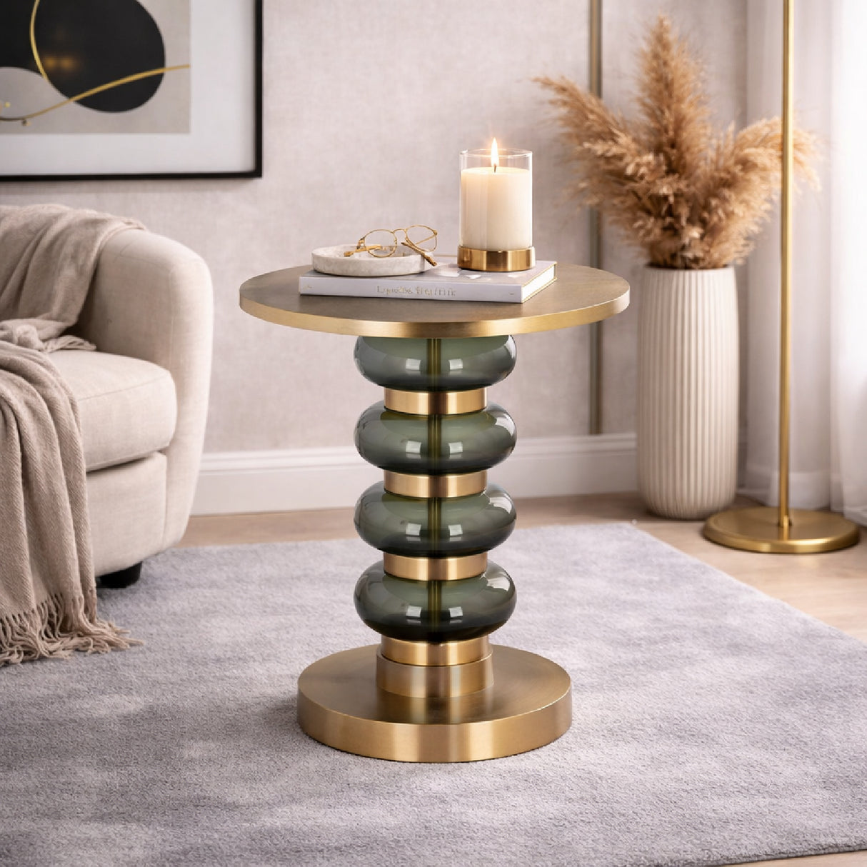   Green Glass End Table | Oroa.com