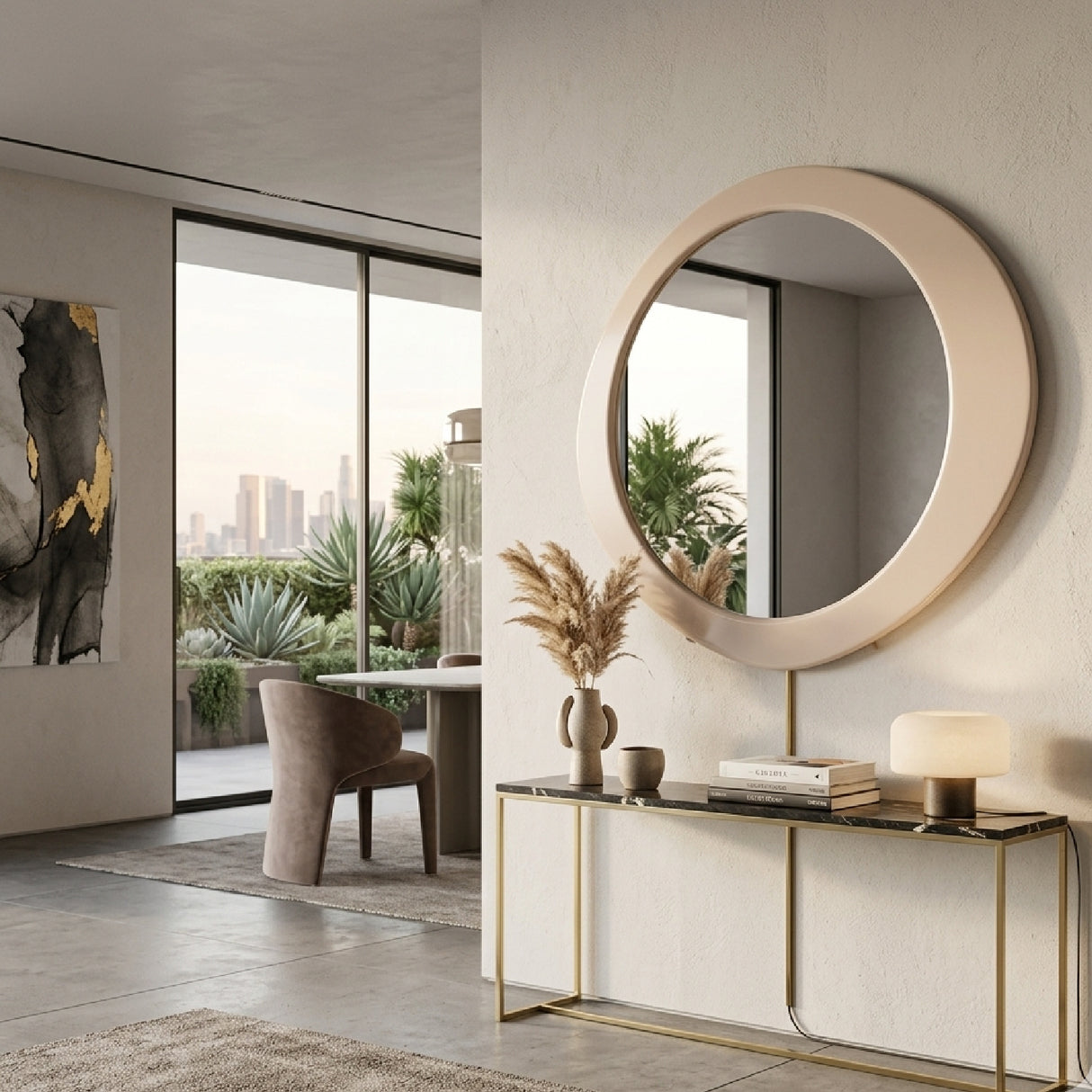   Beige Asymmetrical Mirror | Oroa.com
