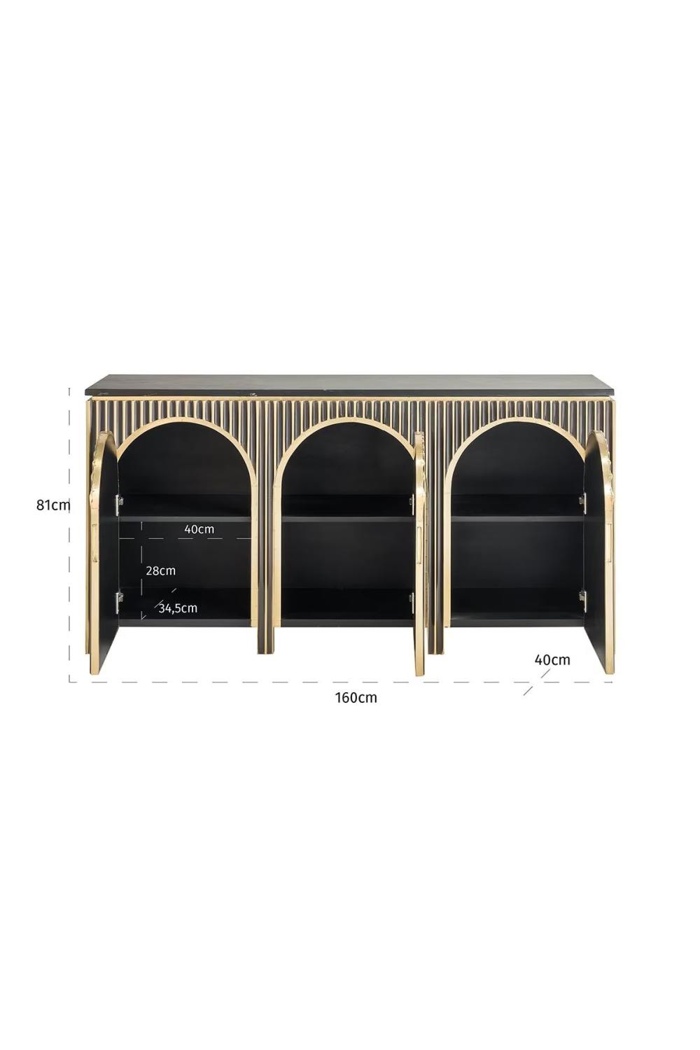 Gold Cladded 3-Door Sideboard | OROA Les Arcs | Oroa.com