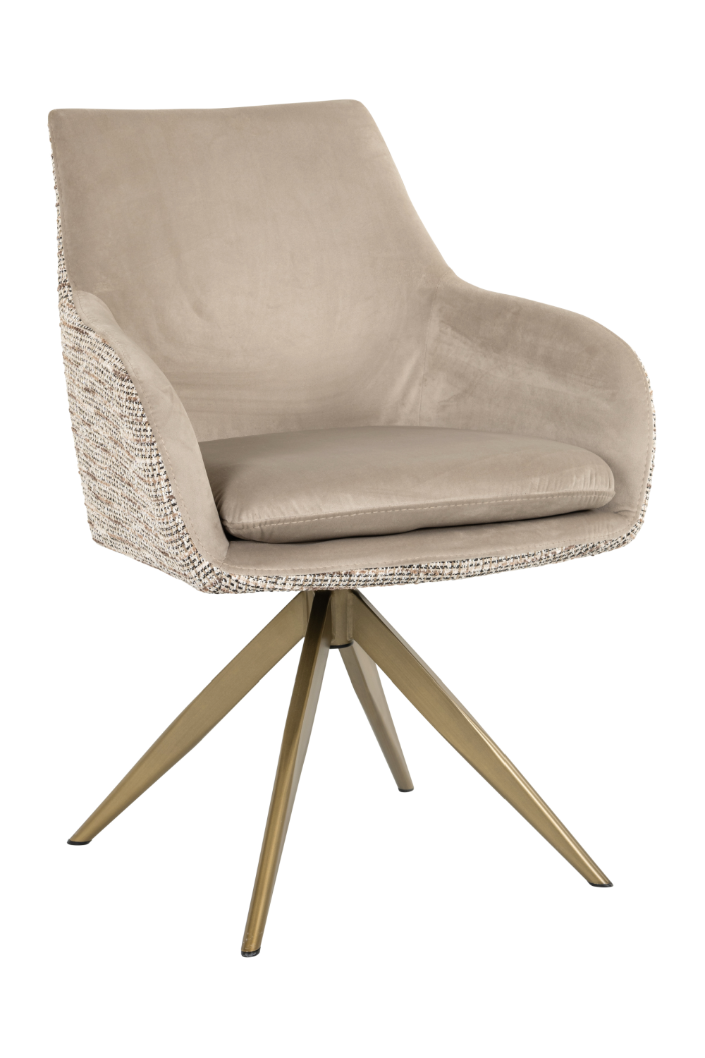 Khaki Velvet Swivel Chair | OROA Lisonne | Oroa.com