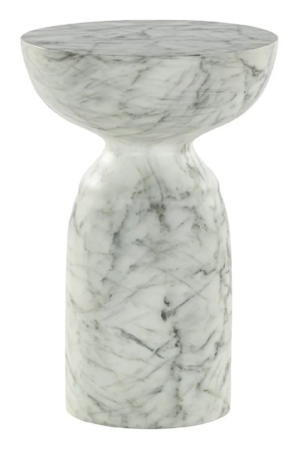 White Marble Hourglass End Table | OROA Kita | Oroa.com