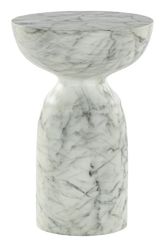 White Marble Hourglass End Table | Richmond Interiors Kita | Oroa.com