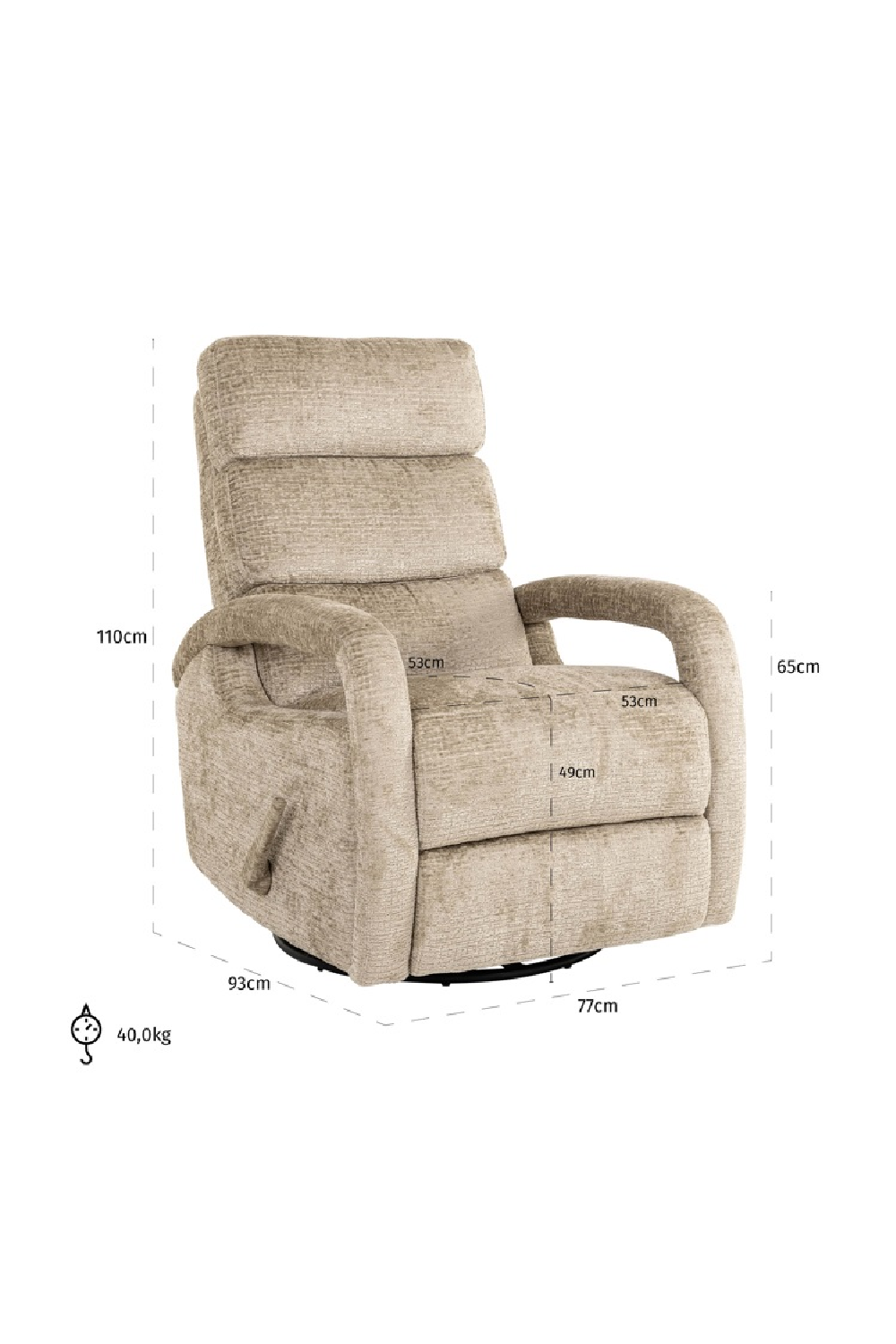 Upholstered Reclining Swivel Chair | OROA Denvi | Oroa.com