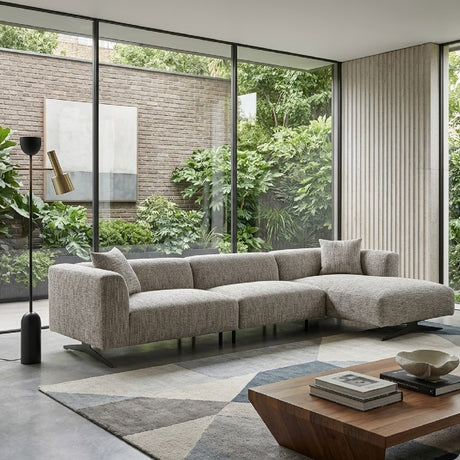   Beige 3-Seater Sofa with Right Lounge | Oroa.com