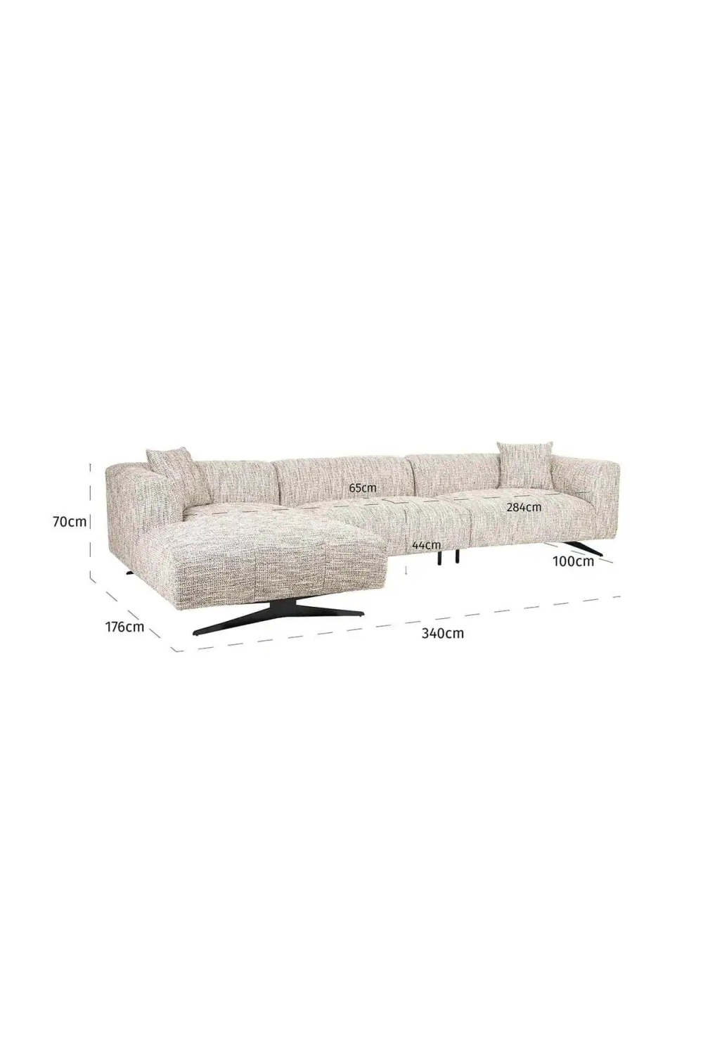 Beige 3-Seater Sofa with Left Lounge | OROA Hoxton | Oroa.com