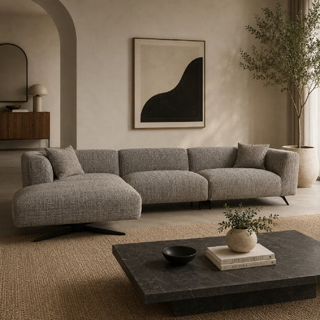   Beige 3-Seater Sofa with Left Lounge | Oroa.com