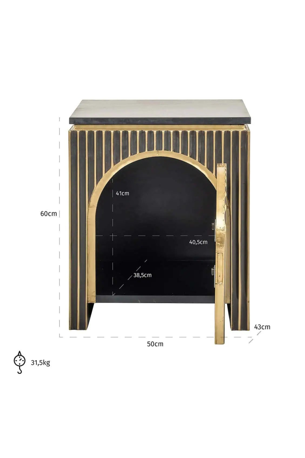 Arched 1-Door Nightstand | OROA  Les Arcs | Oroa.com