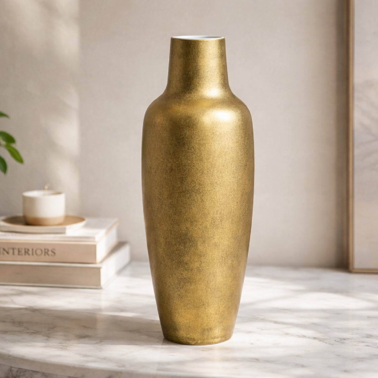   Gold Ceramic Long Vase | Oroa.com