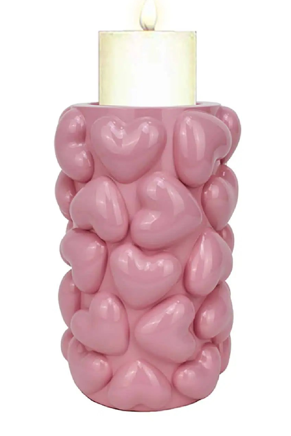 Pink Heart Embellished Candle Holder L | OROA Emel | Oroa.com