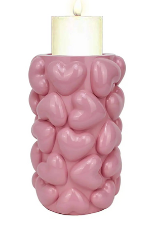 Pink Heart Embellished Candle Holder L | Richmond Interiors Emel | Oroa.com