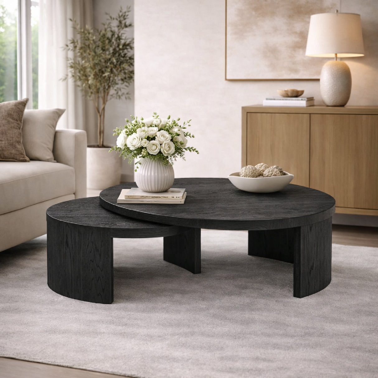   Black Organic Nesting Coffee Tables (2) | Oroa.com