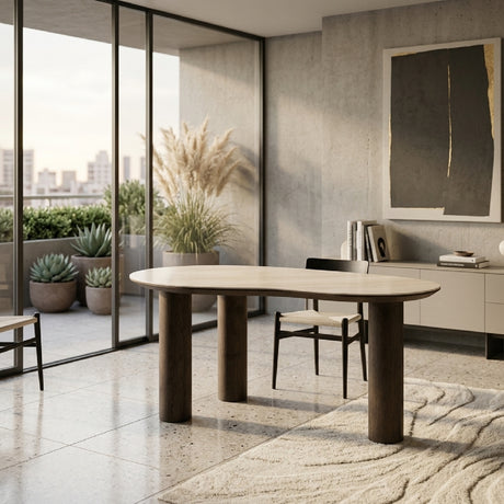   Beige Travertine Organic Desk | Oroa.com