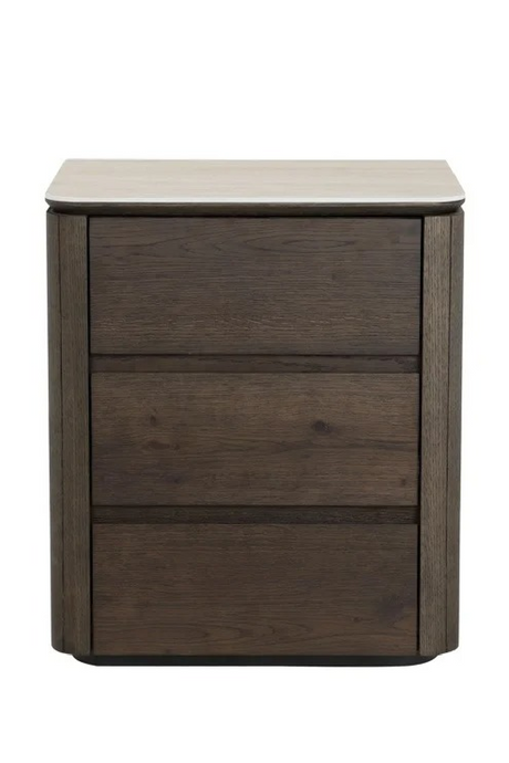 Brown Oak 3-Drawer Nightstand | Richmond Interiors Ritz | Oroa.com