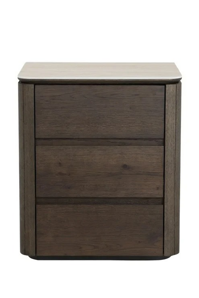 Brown Oak 3-Drawer Nightstand | Richmond Interiors Ritz | Oroa.com
