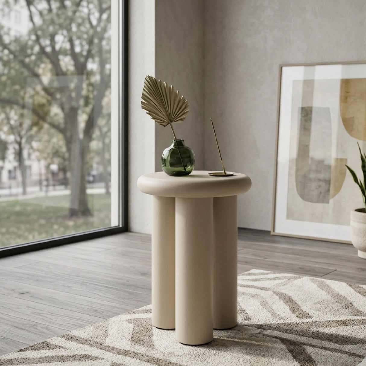  Beige Round End Table | Oroa.com