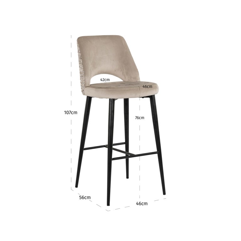 Khaki Cut-Out Bar Stool | Richmond Interiors Tabitha | Oroa.com