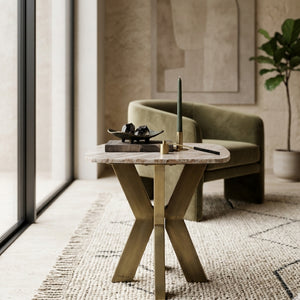   Brass Base Marble End Table | Oroa.com