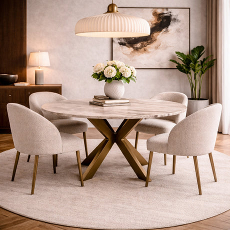  Round Marble Brass Dining Table | Oroa.com
