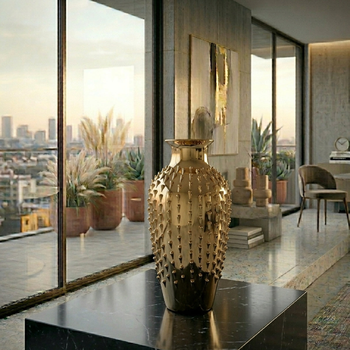   Gold Stoneware Vase | Oroa.com