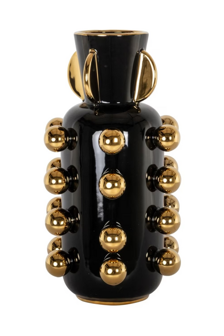 Black Stoneware Studded Vase | Richmond Interiors Zalia | Oroa.com