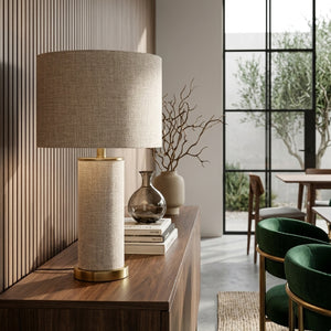   Beige Linen Table Lamp | Oroa.com