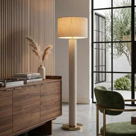  Beige Linen Floor Lamp | Oroa.com