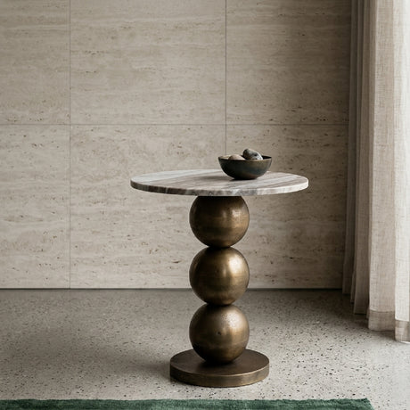   Beige Marble End Table | Oroa.com