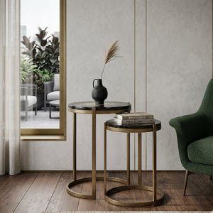   Gold Framed Nested Side Tables (2) | Oroa.com