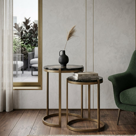   Gold Framed Nested Side Tables (2) | Oroa.com