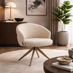   Cream Upholstered Swivel Chair | Oroa.com