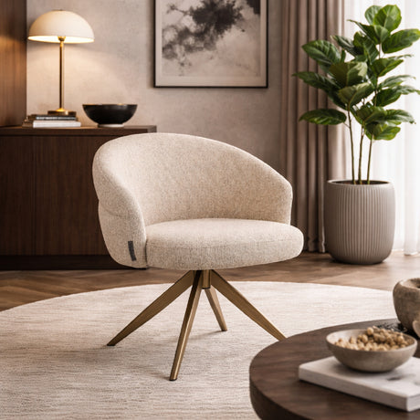  Cream Upholstered Swivel Chair | Oroa.com
