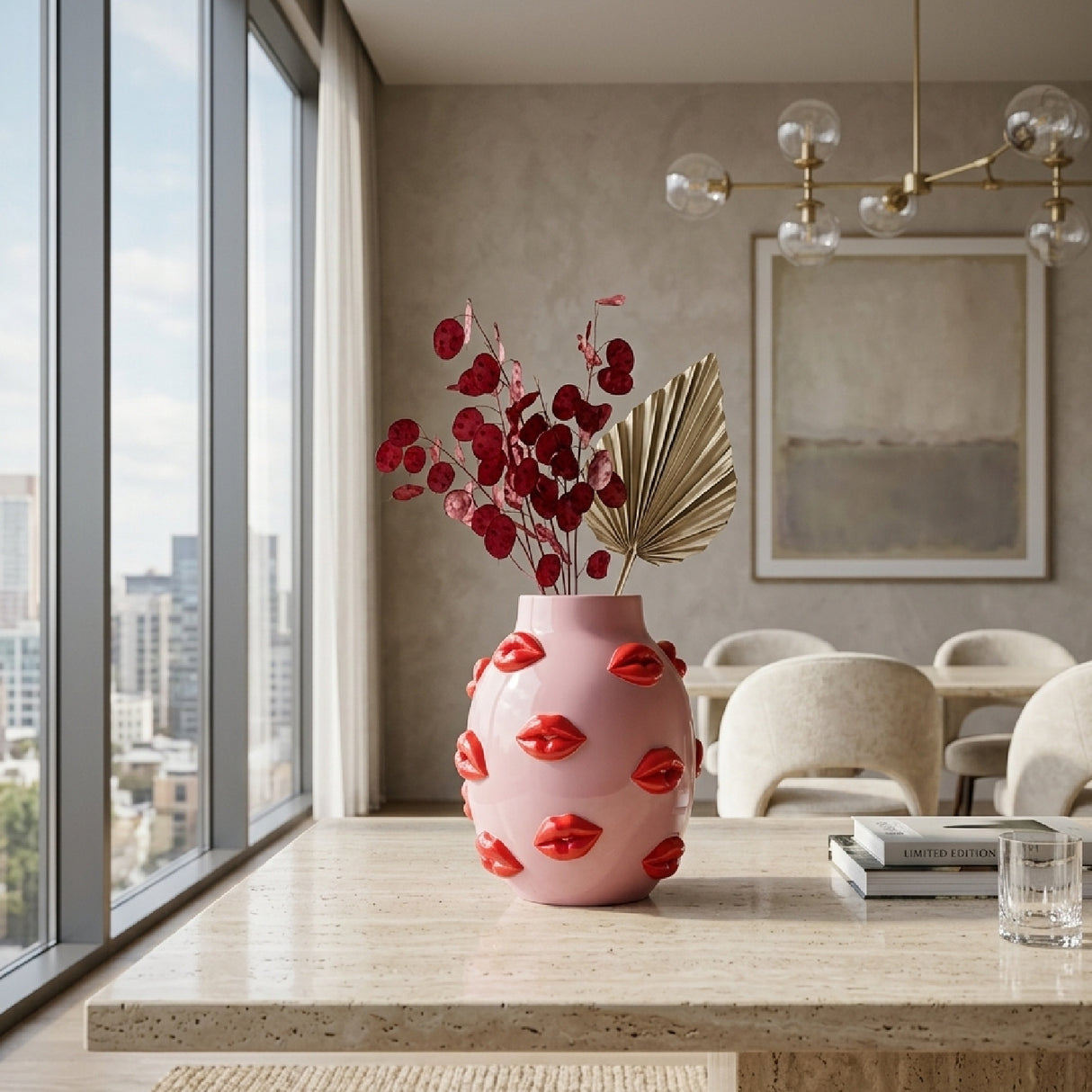   Lips Embossed Pink Vase | Oroa.com
