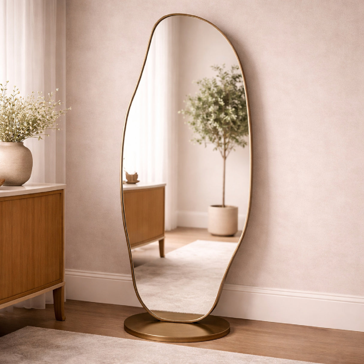   Brushed Gold Organic-Shaped Mirror | Oroa.com