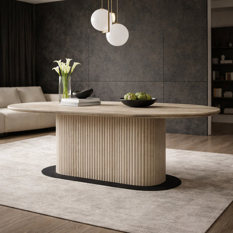   Beige Travertine Dining Table | Oroa.com