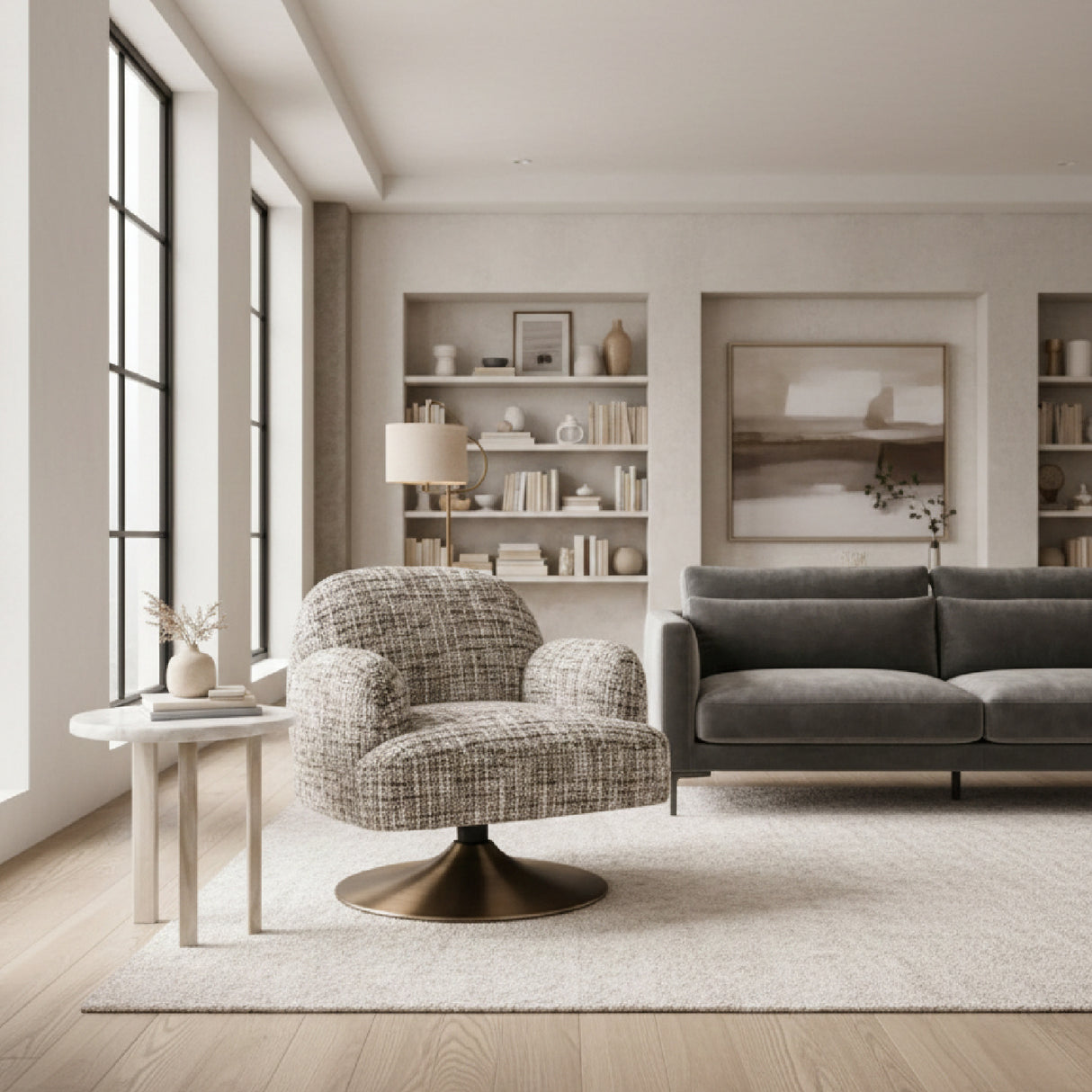  Brown Swivel Lounge Armchair | Oroa.com