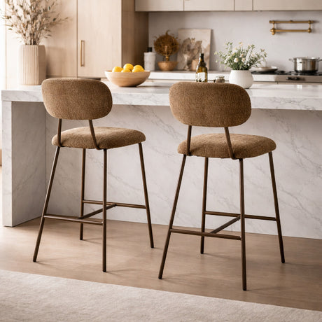   Brown Fabric Counter Stools (2) | Oroa.com