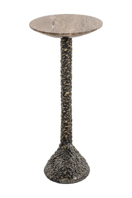 Oval Brown Travertine End Table | Richmond Interiors Arosa | Oroa.com