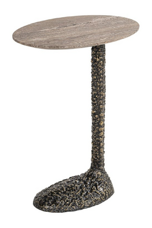 Oval Brown Travertine End Table | Richmond Interiors Arosa | Oroa.com